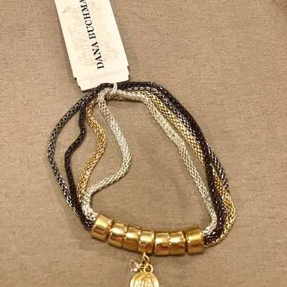 Dana Buchman Elegant Black, Silver, and Gold Bracelet - Picture 3 of 3